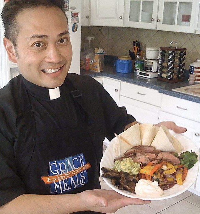 Father Leo Patalinghug and one of his yummy concoctions.