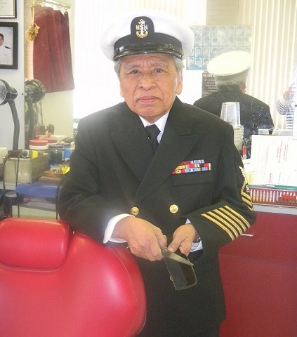 Remigio Cabacar learned to cut hair in the navy.  The FilAm Metro D.C. photo