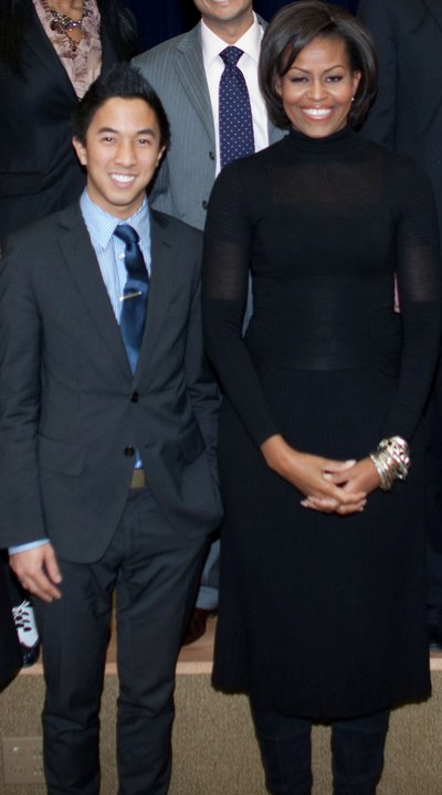 White House advisor on Asian initiatives Jason Tengco with First Lady Michelle Obama