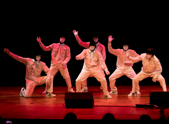 The Jabbawockeez dance crew from San Diego, California performs freestyle hip hop 