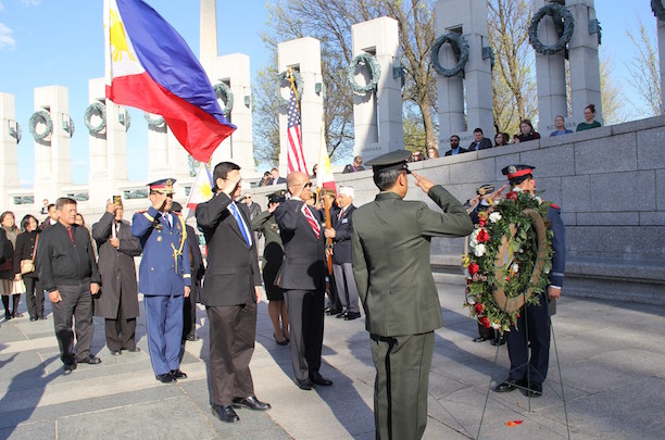 Wreath-laying ceremony during the 74th Bataan Day Commemoration held  recently at the World War II Memorial, National  Mall