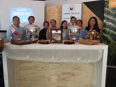 The Economic team of the Philippine Embassy, led by Economic Minister Jose Victor Chan-Gonzaga (4th from left) with Chef Cho Ortega (3rd from left) of Lumpia, Pansit atbp restaurant, at the Citi Open tailgate held at the Rock Creek Park Tennis Center, Washington, D.C.  
