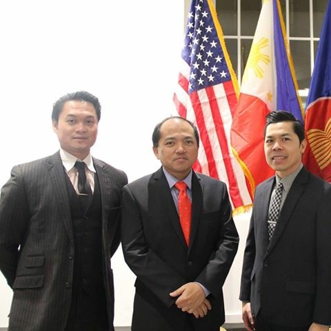 Ivan, at left, with the Economic Mission team at the Philippine Embassy led by Economic Minister JV Chan-Gonzaga (center), a career diplomat, and economic assistant Mylo Fausto. 