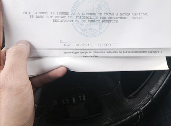 JAV’s proof of passing the California Driving test.  A Facebook photo.