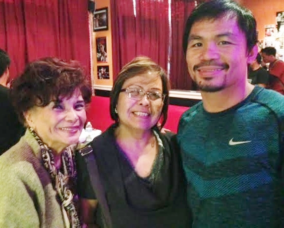 Pacquiao with TFLA Editor Cecile Caguingin Ochoa (center) and a family friend Alice Roldan. TFLA Photos