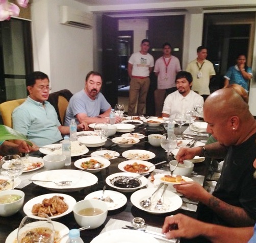 Manny Pacquiao hosted  Clarke (to his right) at his Forbes Park home in October 2014. Clarke had several meetings with the boxing champ to finalize his involvement in the campaign. According to Clarke, Manny was ‘very interested and eager to join.’