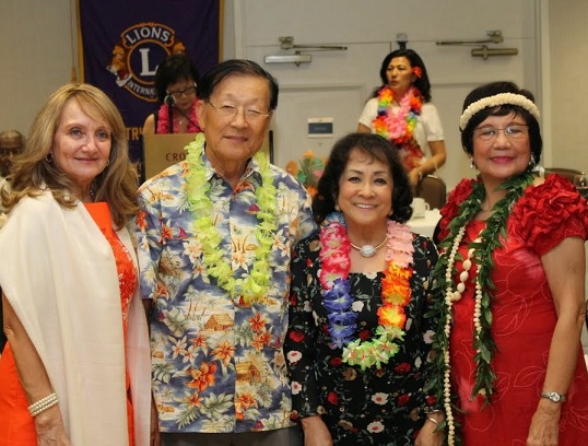 The honorees, from left:  2nd VG Carol Ann Emmitt of the Santa Monica Lions Club; 1st VG Kihyo Shin of the L.A. Downtown Lions Club; L.A. Builder LC Honoree Dr. Ludy A. Ongkeko; and District Governor Sonja Obusan Menor of the L.A. Builder Lions Club