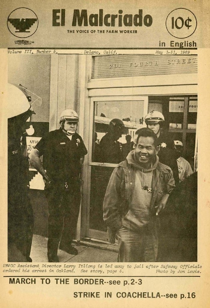 The young Larry Itliong during an Oakland  picket.  Contributed photo. 