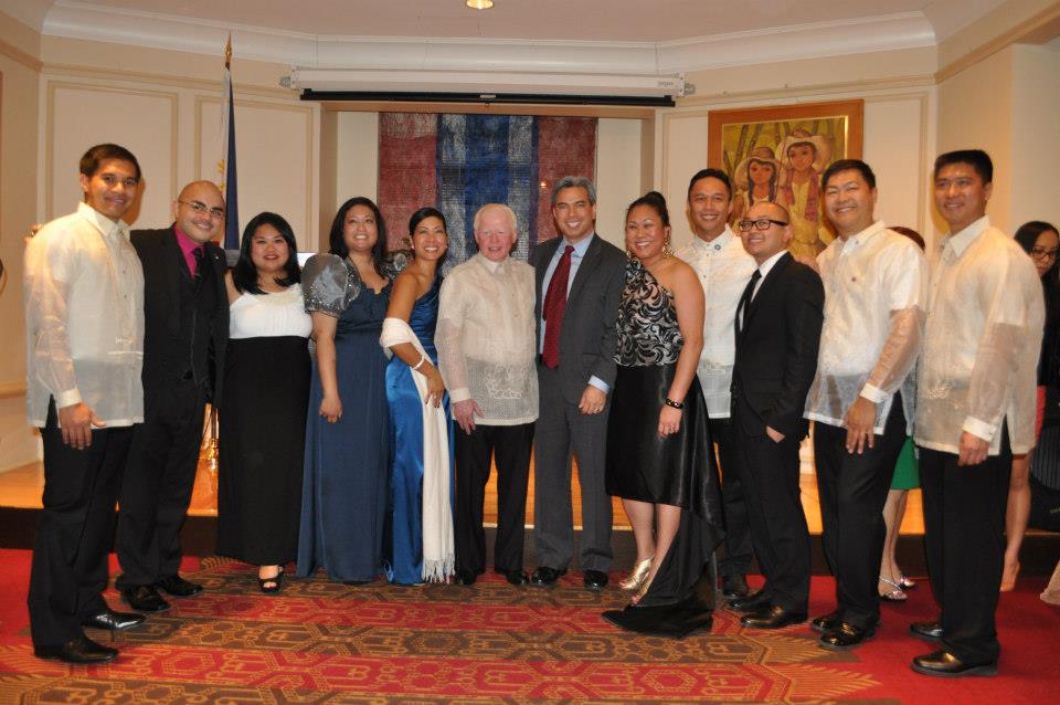  Ambassador Jose  Cuisia (center, wearing barong) with members of the community. Assembly Member Rob Bonta to his left. Photo by Elton Lugay