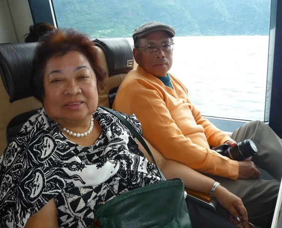 Former Consul General to New York Willy Gaa and wife Linda tour the  Sognefjord on a ferry boat. Photos by Wendell Gaa