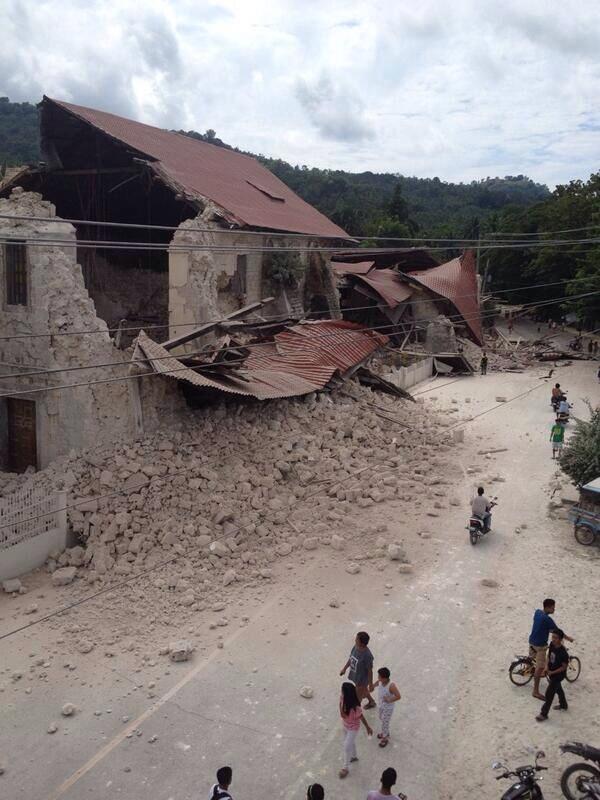 The collapsed remains of the Loboc church in Bohol. 