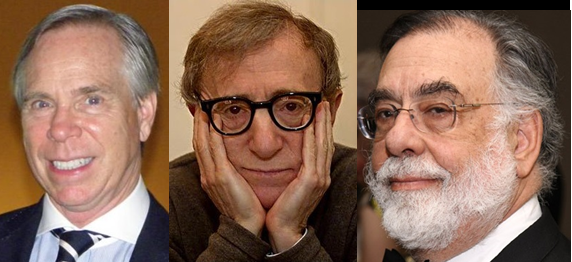 Celebrity clients, from left, Tommy Hilfiger, Woody Allen and Francis Ford Coppola