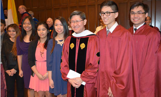 Cardinal Tagle with young FilAms and students from the Fordham University Philippine-American Club. Photo by Wendell Gaa.