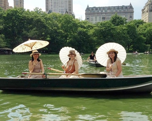 Channeling Monet, rowing with friends  under the Bow Bridge