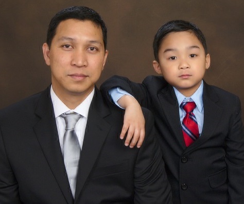 Arvin with his 7-year-old son Lance.