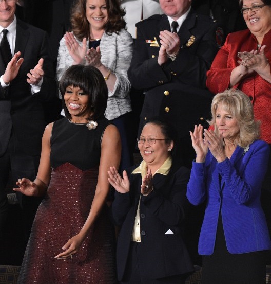 At the SOTU, Menchu was seated between Michelle Obama and Jill Biden