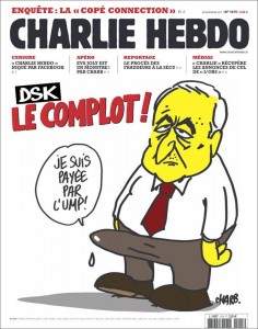 Ex-IMF Chief Dominique Strauss-Kahn on the cover of Charlie Hebdo. The French economist and politician is known for his womanizing ways. 