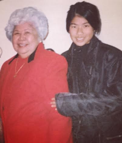 The author, as a young teen in San Francisco,  with her  Lola Loreta
