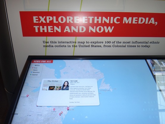 The FilAm featured in an interactive exhibit at The Newseum in Washington D.C. The exhibit on ethnic media publications was curated by the Smithsonian Institution. The FilAm photo