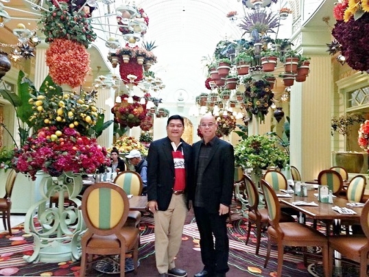 With partner of 23 years Edwin Josue at a Wynn hotel complex in Las Vegas: ‘What an experience.’ Photo by Elton Lugay