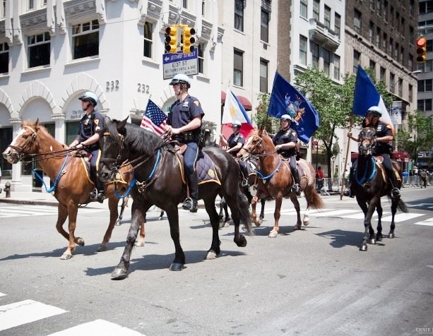 The NYPD’s Mounted Unit is a familiar presence at the annual Philippine Independence Day Parade. Photo: PIDCI