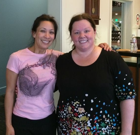 With actress Melissa McCarthy: Her tennis background helped. Photos courtesy of Diana Lee Inosanto