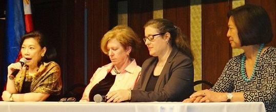 From left, Nina Capistrano-Baker of the Ayala Foundation, Rachel Cooper and Adriana Proser of the Asia Society, and Loida Nicolas Lewis. The FilAm Photo