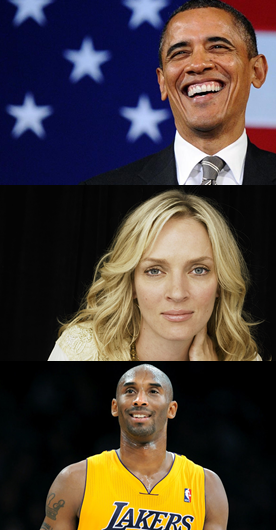 TCKs all: From top, Barack Obama, Uma Thurman and Kobe Bryant 