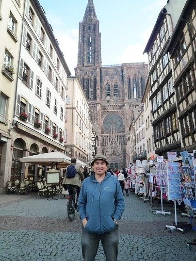The author outside the Strasbourg Cathedral, which was the tallest building in the world from 1647 to 1874