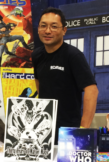 The author at a Comic Con table: ‘Doing what I love’