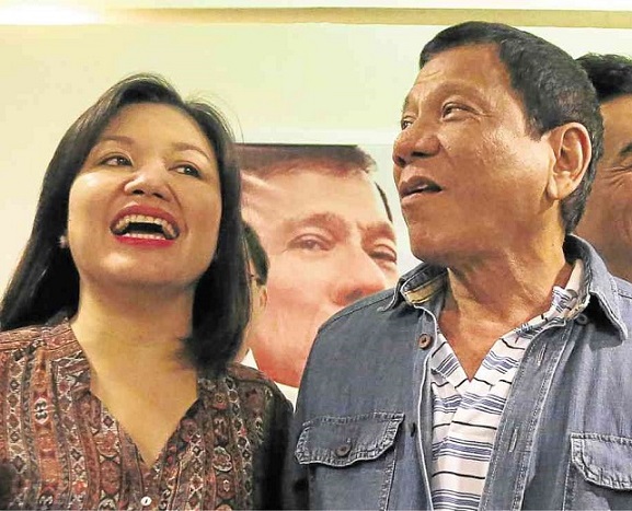 President-elect Rodrigo Duterte and common-law wife Honeylet Avancena. They have a 12-year-old daughter. Photo: Inquirer.net