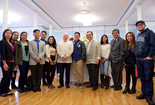 Ambassador Jose Cuisia and Consul General Mario de Leon Jr. with students of the College of Mount Saint Vincent