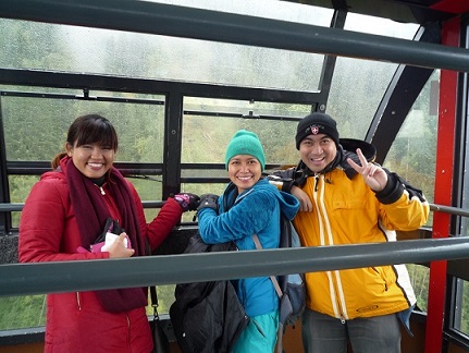  The author and friends enjoy a cable car ride halfway up Mont Blanc.  