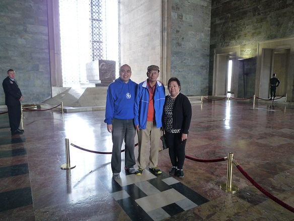 The author with his parents, Ambassador Willy Gaa (deceased) and Linda Gaa, inside the mausoleum of Mustafa Kemal Atatürk, the founder and first president of the Republic of Turkey.  