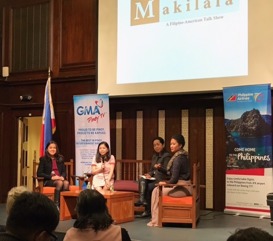 Town hall forum with Consul General Ma. Theresa Dizon-De Vega was moderated by Makilala TV hosts (from left) Jen Furer, Cristina DC Pastor and Rachelle Ocampo. Photo by Boyet Loverita