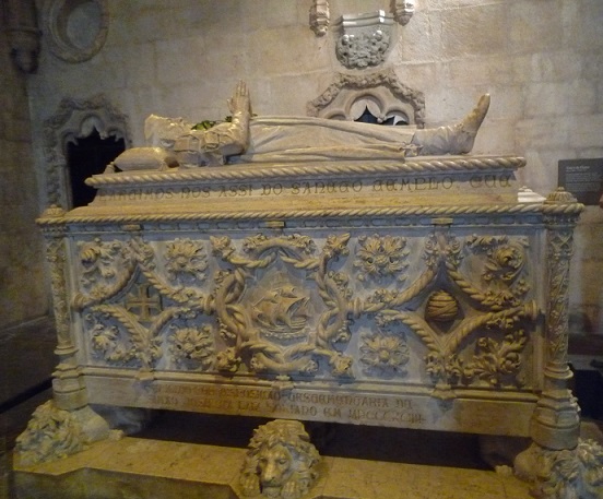 The tomb of famed Portuguese explorer Vasco da Gama, which is inside the  Jerónimos Monastery.