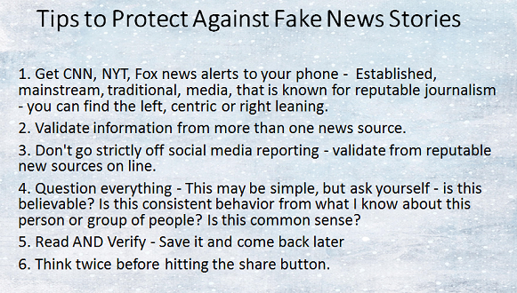  Tips to protect against Fake News. Courtesy of Jessica Robinson.  