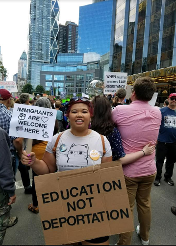The author protesting the repeal of DACA in front of Trump Tower, September 9, 2017 