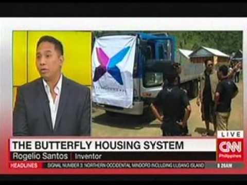 Being interviewed on CNN Philippines on his Butterfly House project. an innovative and affordable steel-framed portable emergency shelter for displaced families affected by natural and man-made disasters.