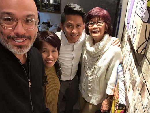 Jo Koy shares a selfie with his mother Josie Herbert (far right), the author, and his mom Marilyn Gayoso-Flores. Photos courtesy of Brendan Flores
