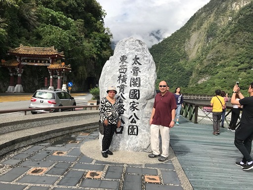 The author and favorite traveling companion, his mother Linda Gaa, at the Taroko Gorge National Park. 