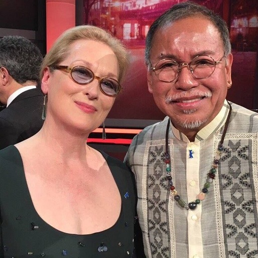 With Meryl Streep in a photo taken February 2016. Facebook photo