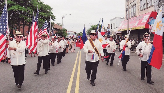 KOR members, led by Regional Commander Francis Sison (front, center), marching at a Philippine Independence Day Parade in New Jersey
