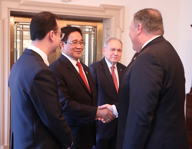 Philippine National Security Adviser Hermogenes Esperon, Jr. joins Secretary Cayetano in the meeting with Secretary of State Pompeo.