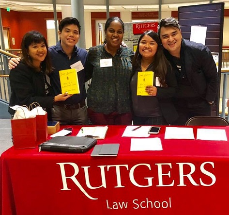 Photo op with students after signing copies of their books. At far left is Rutgers Law Prof. Rose Villazor.