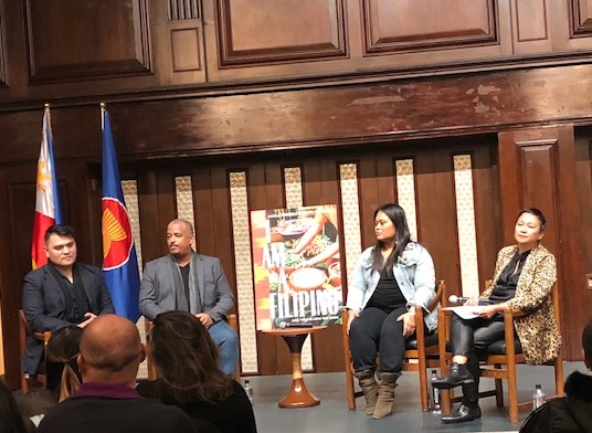 Nicole and Miguel (at center) are being interviewed by Penguin publisher Elda Rotor during the book launch at the Philippine Consulate. Another guest, Jose Antonio Vargas (far left), spoke about his own book ‘Dear America.’ The FilAm Photo