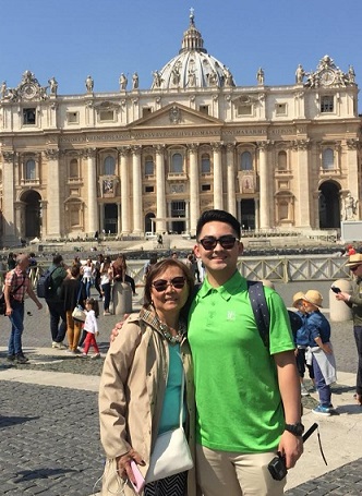 Visiting Rome with mom, Miles Dela Cruz. ‘She’s done so much for our family.’