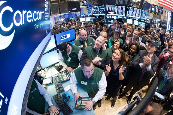 On January 24, 2014, Care.com went public. Photo by Ben Hider/NYSE