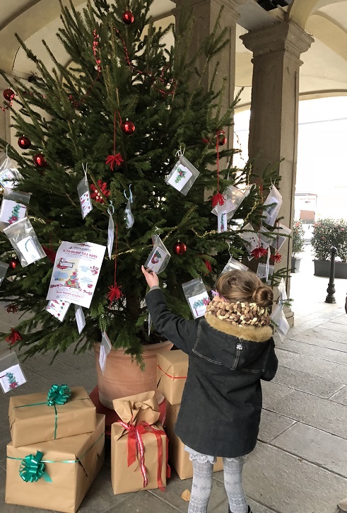 A yearly project with different associations in Inzago, a Christmas tree where families donate gifts to be given to poor families in the community.