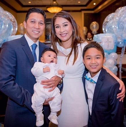 At younger son Andrew’s christening. With wife Ilya Evangelista and son Lance who is now 12 years old. 